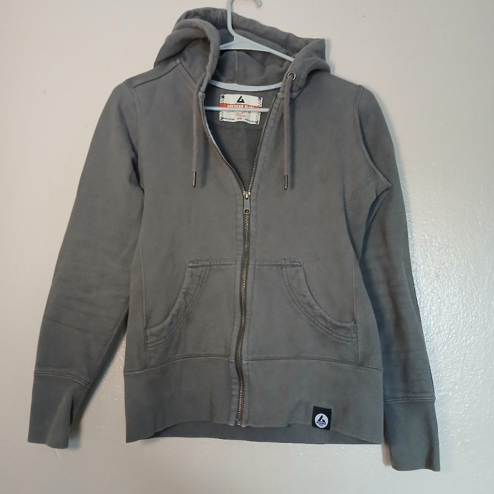 American Giant Jacket Womens XS Grey Fleece Full Zip Classic USA Made‎ Hooded